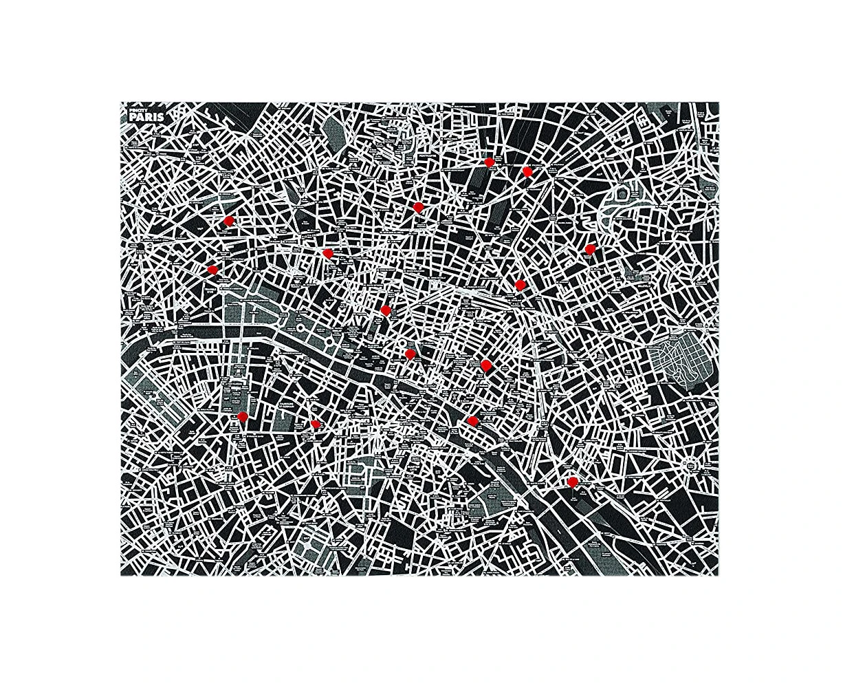 Palomar Pin City Paris Polymer Felt Home/Office Decor 3x100x80cm w/Red Pin