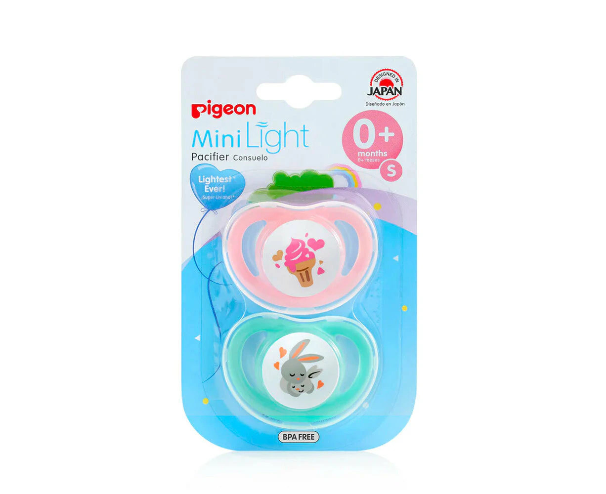 2 pc Pigeon Minilight Baby/Infant Pacifier/Dummy Size Small Assorted Ages 0 & Up