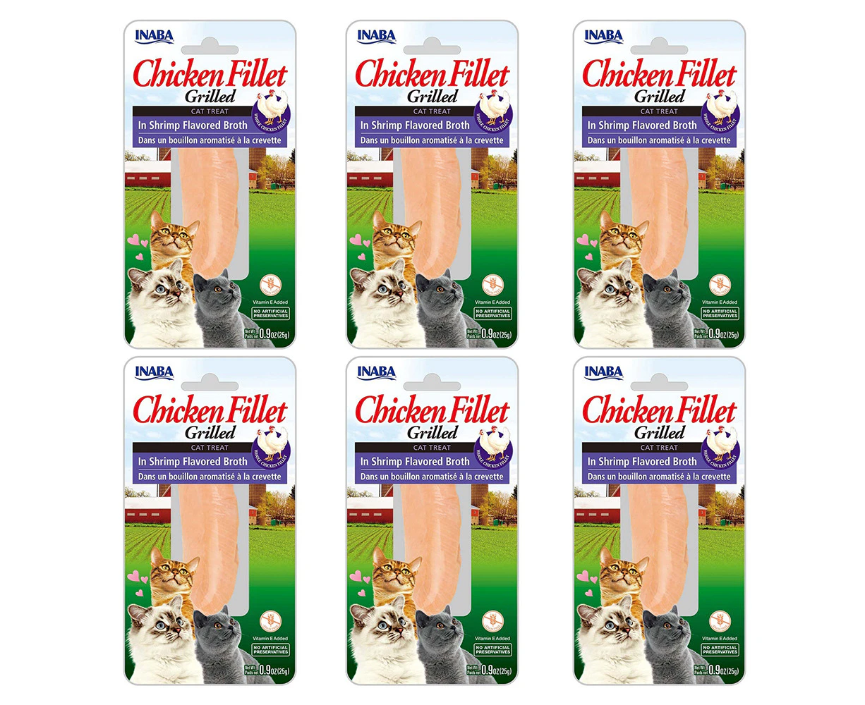 6PK Inaba Grilled Chicken Fillet in Shrimp Flavoured Broth Cat Food/Treat Pack