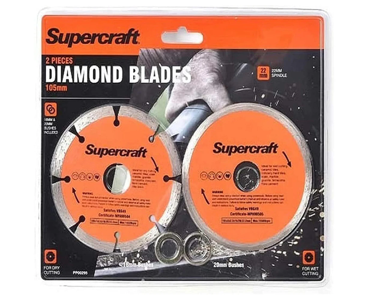 2pc Supercraft Tile/Stone Diamond Blade Continuous/Segmented Set