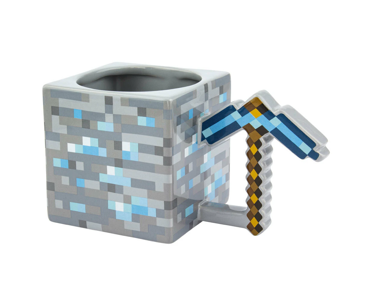 Minecraft Diamond Pickaxe & Ore Pixel/Cube Shaped Ceramic Decorative/Novelty Mug