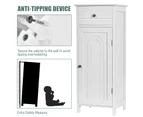 Giantex Bathroom Floor Storage Cabinet Storage Organizer Unit w/Drawer & Adjustable Shelves for Bedroom Living Room, White