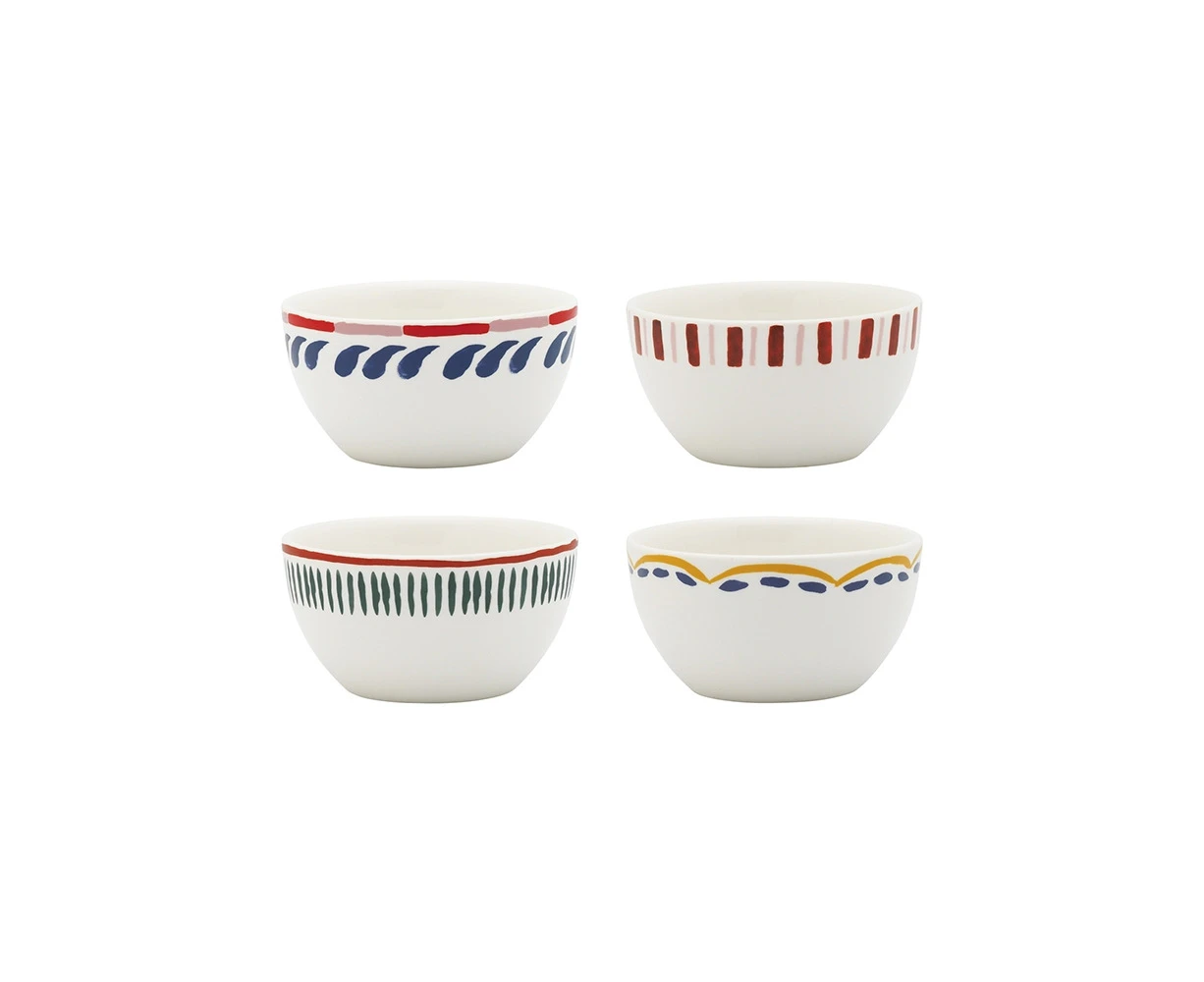 4pc Porto Cucina 11cm Porcelain Snack Sauce Dip Bowl Dish Round Tableware Set