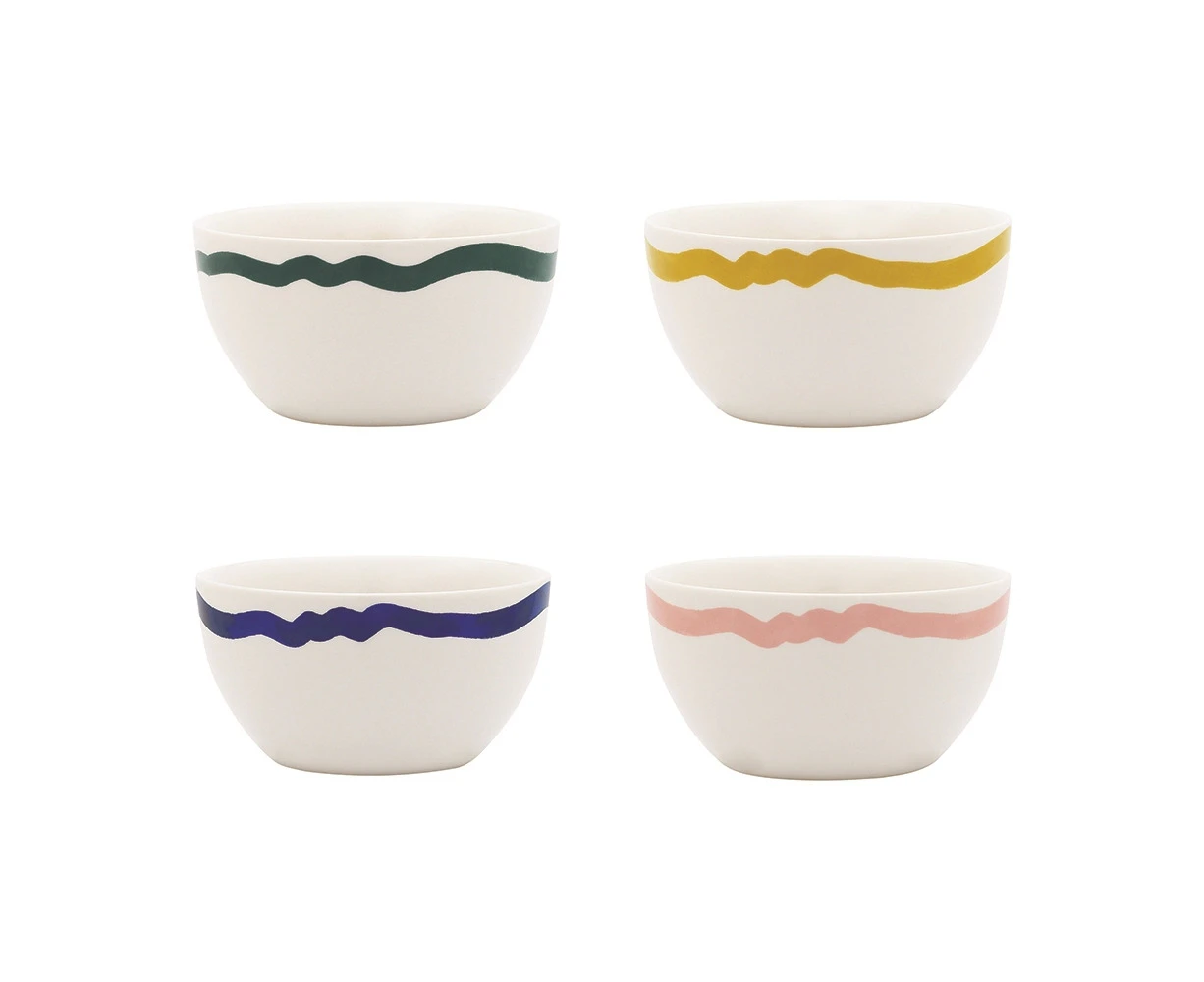 4pc Porto La Mer 11cm Porcelain Snack Sauce Dip Bowl Round Tableware Assorted