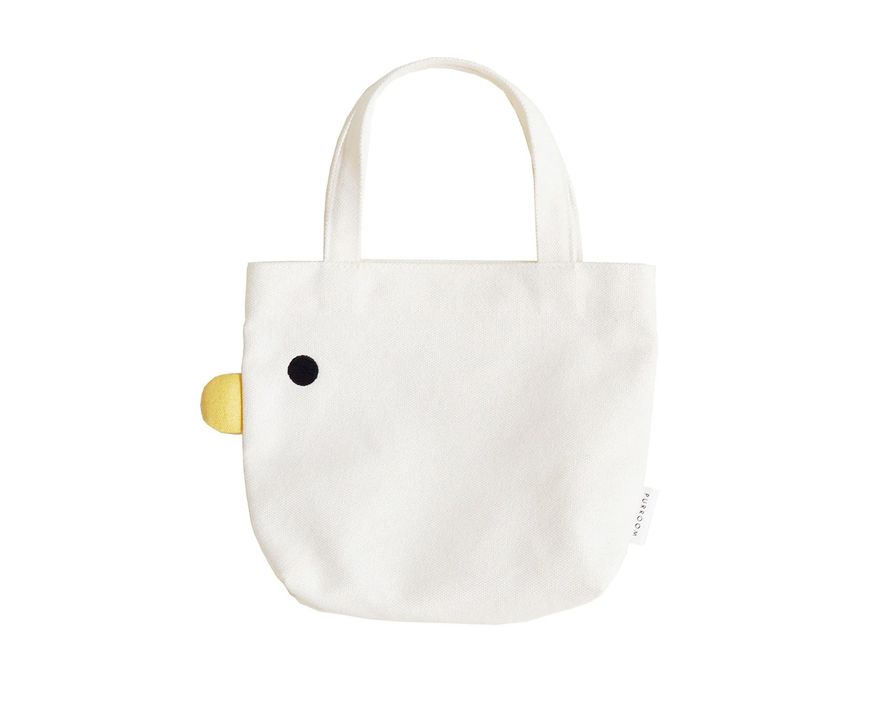 Purroom 41x38cm Cotton/Canvas Chick Women Tote Bag Travel Handbag Large White