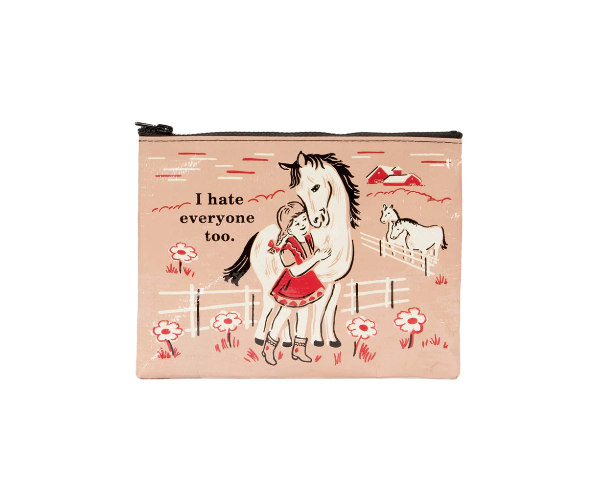 Blue Q I Hate Everyone Too 24x18cm Zipper Pouch Stationery Storage Organiser