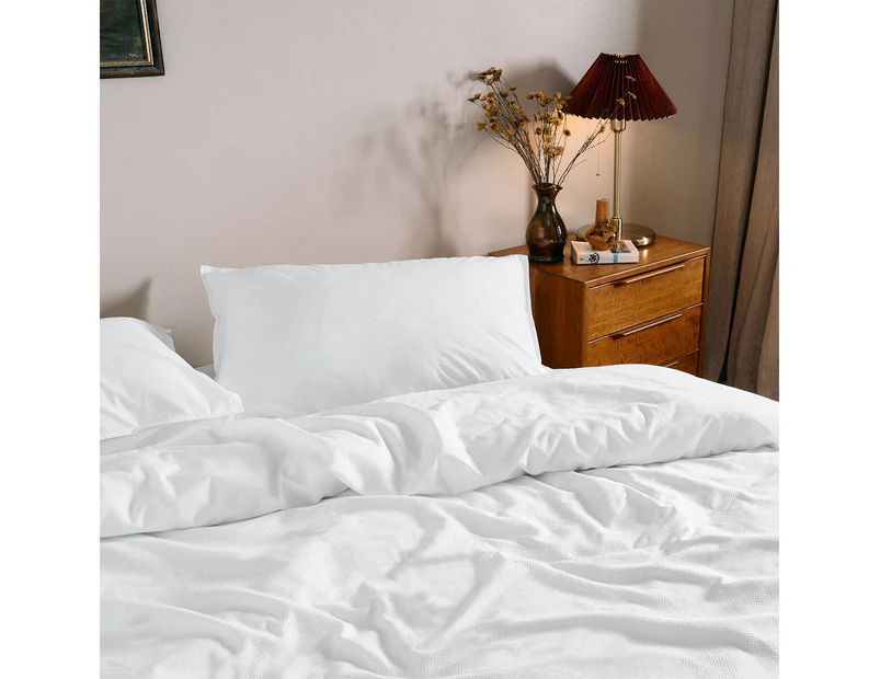 Dickies Cotton Waffle Texture Quilt Cover Set White