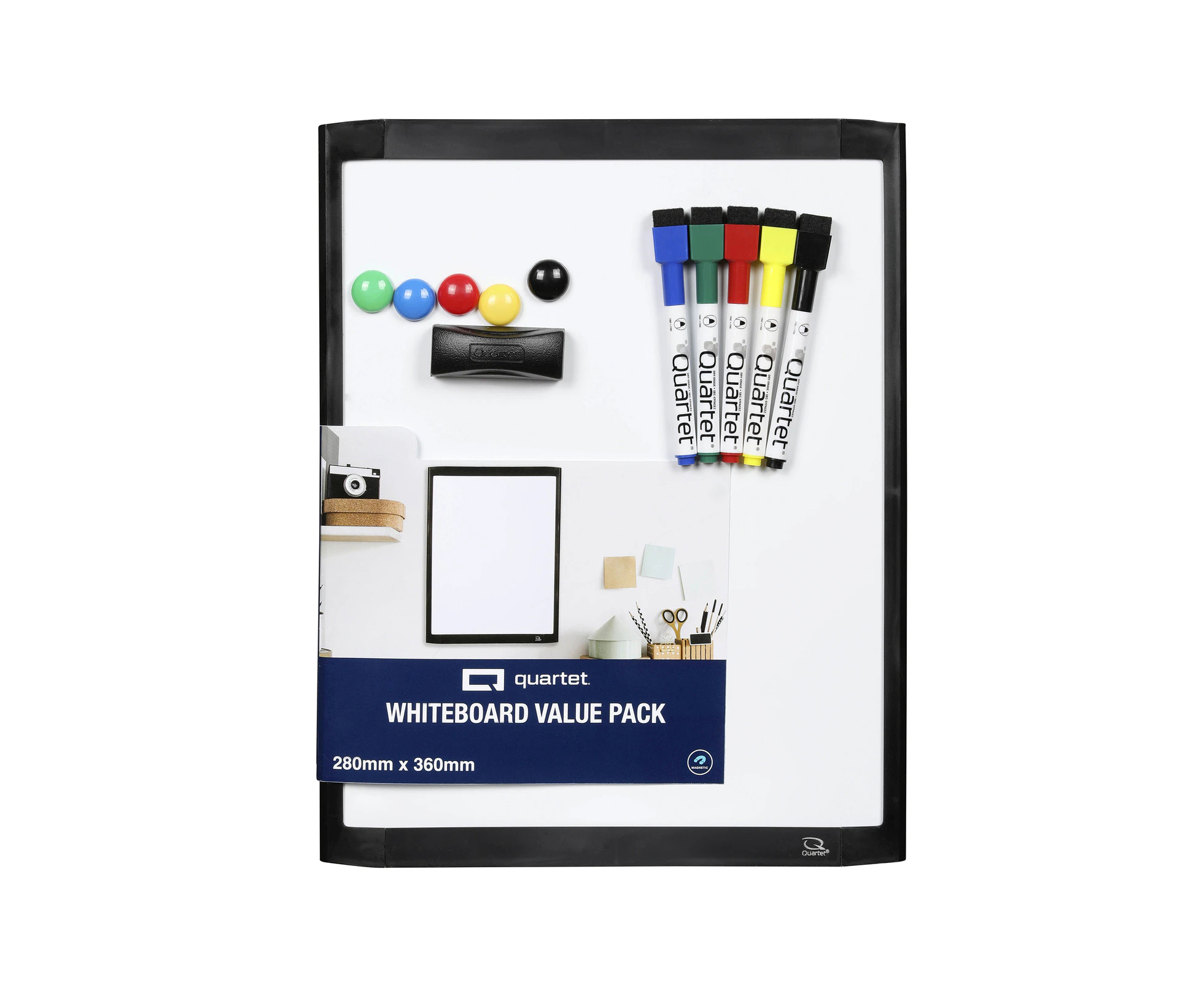 Quartet Magnetic A3 Dry-Erase Whiteboard Drawing/Writing Board w/Markers/Magnets