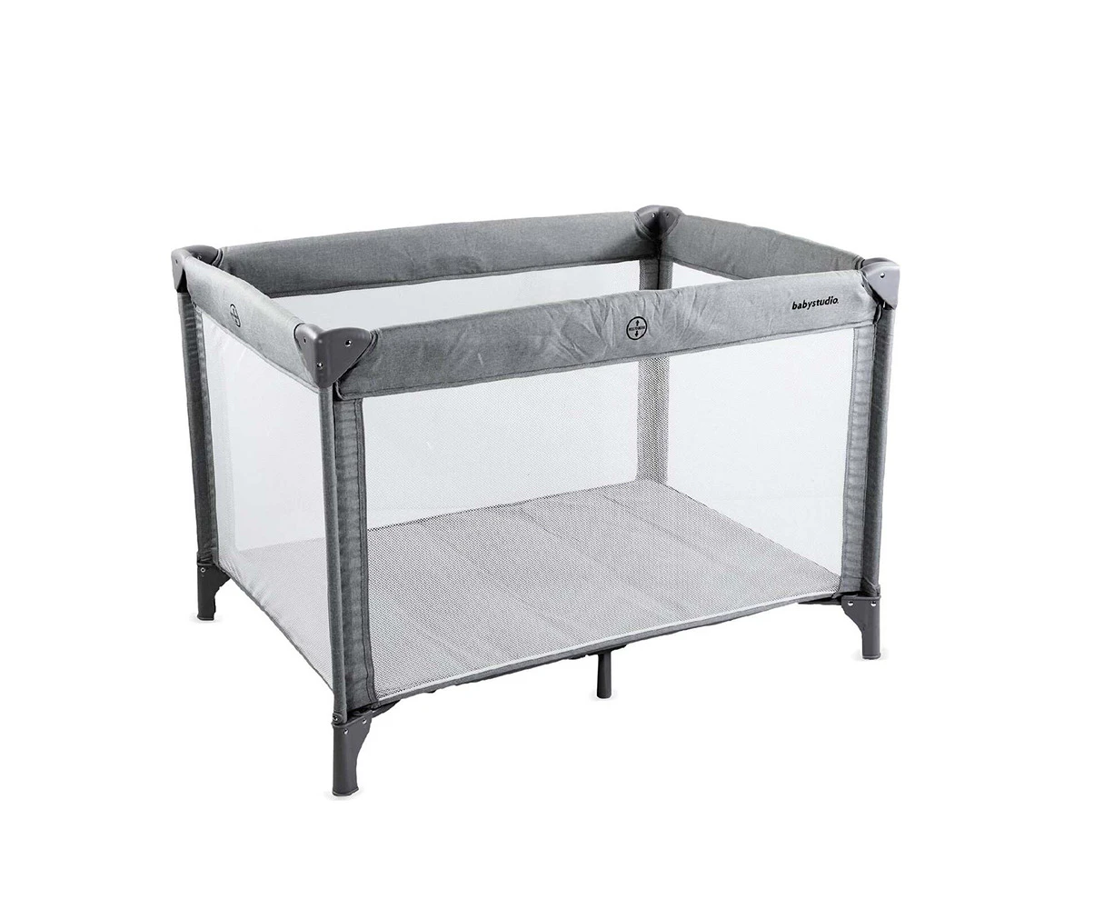 Babystudio Standard 110cm Portacot/Play Yard Baby Sleeping Cot Melange Grey