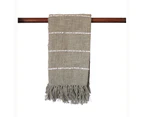 Raine & Humble Stripe Slub Cotton 170cm Throw Sofa/Lounge Rug Blanket Taupe