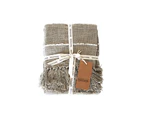 Raine & Humble Stripe Slub Cotton 170cm Throw Sofa/Lounge Rug Blanket Taupe