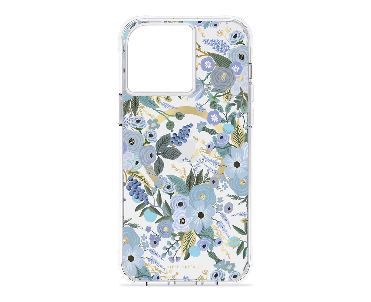 Case-Mate Rifle Paper MagSafe Phone Case For iPhone 15 Plus Garden Party Blue