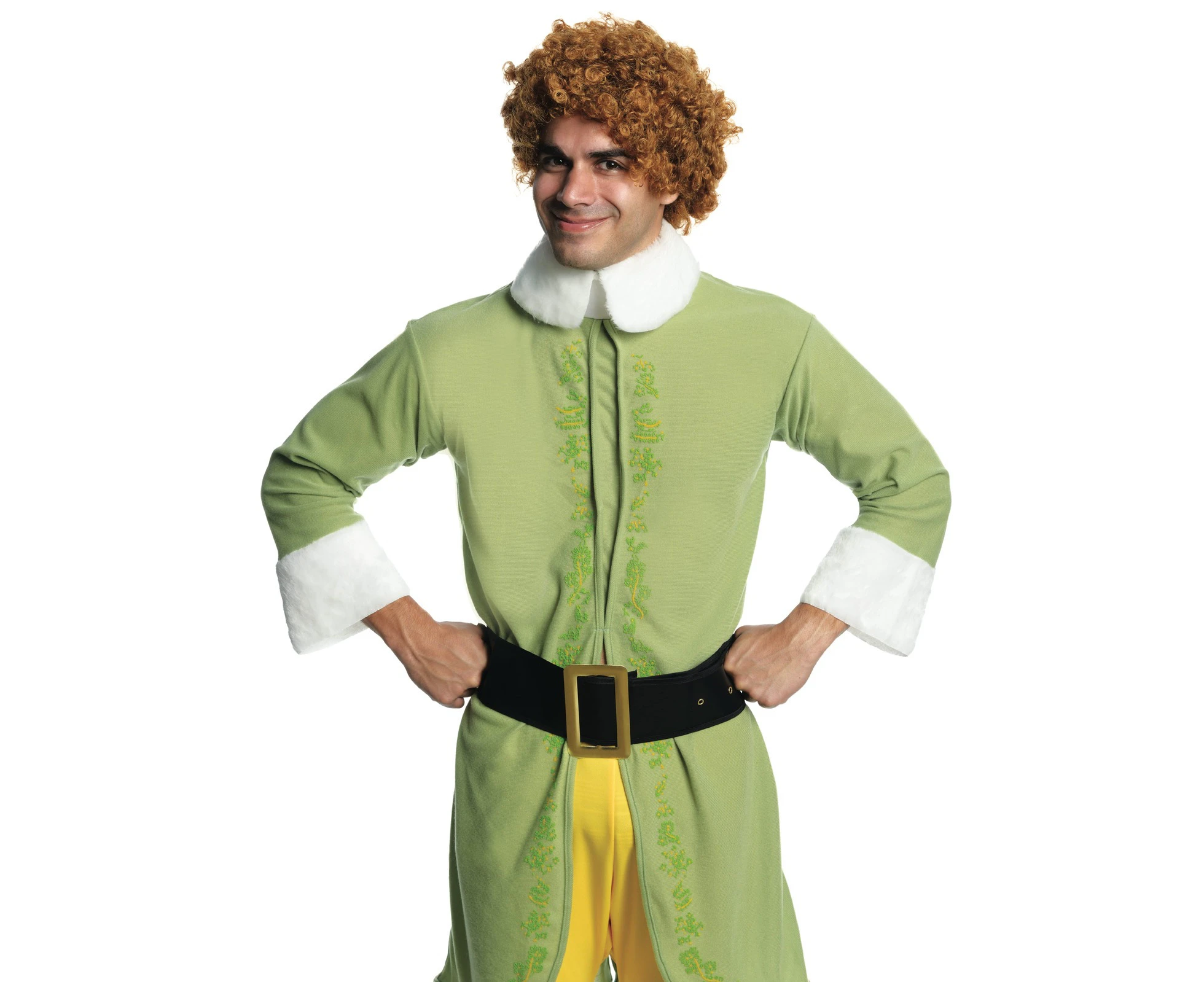 Buddy The Elf Wig Curly Brown Hair Dress Up Adult/Men Party Costume Accessory