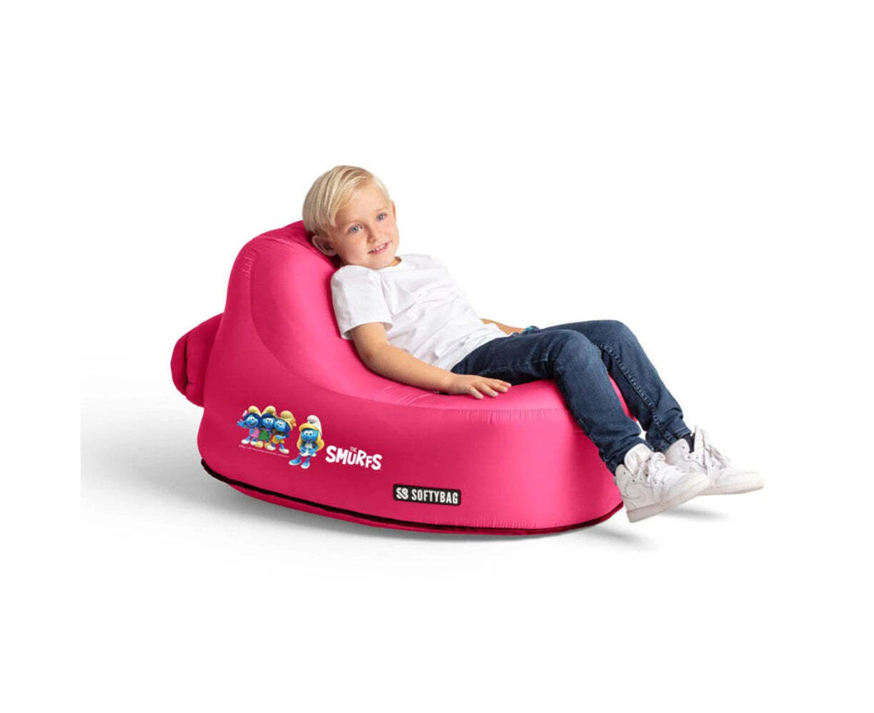 Softybag Inflatable 85cm Chair Outdoor/Beach Pool Kids Camping Lounge Smurf Pink