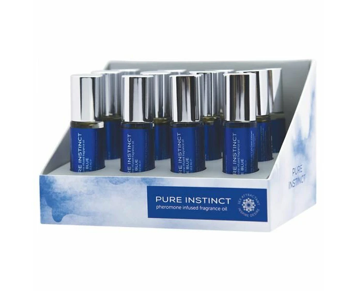 Pure Instinct True Blue Pheromone Fragrance Oil Roll On Display Seductive Mango Mandarin Cinnamon Honey Musk Pack Of 12