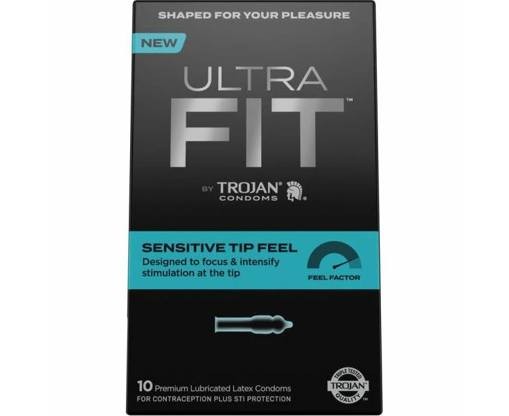 Trojan Ultrafit Sensitive Tip 10ct Premium Latex Condoms For Maximum Pleasure And Protection