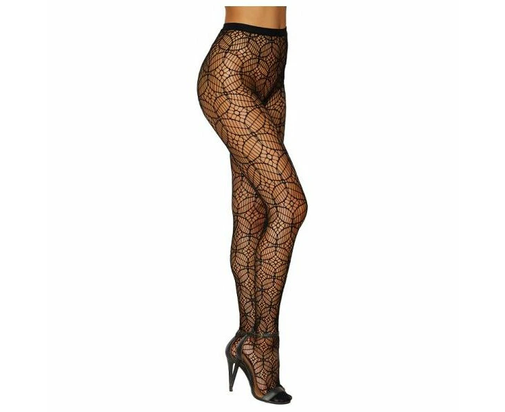 Dreamgirl Abstract Knitted Fishnet Pantyhose Black O S: The Sensual Seductress's Delight