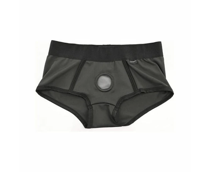 Sportsheets Em.ex Fit Gray 2xl Strap On Harness For Men And Women Comfortable Boxer Brief Style With Bullet Pockets