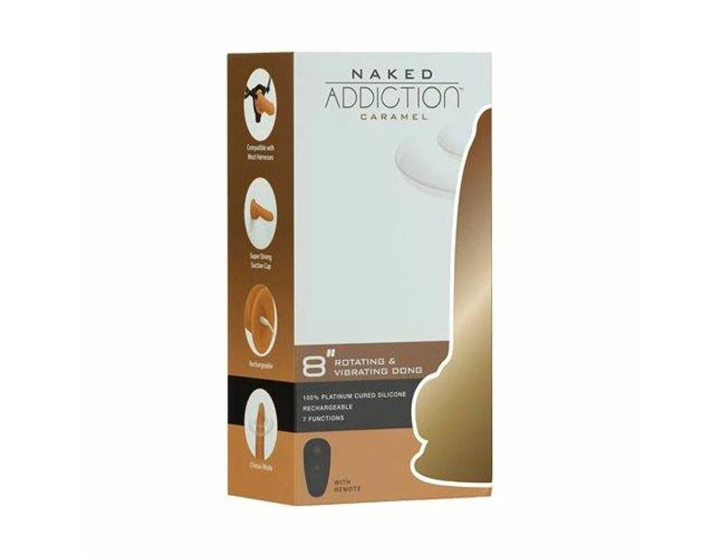 Bms Enterprises Naked Addiction 8in Rotating & Vibrating Dong Caramel The Ultimate Pleasure Experience For All Genders And Sensational Stimulation In