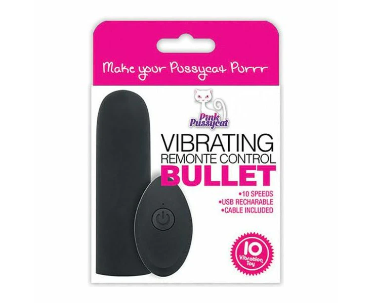 Cousins Group Pink Pussycat Remote Control Bullet Vibrator Model Pp Rcb10 Women's Rechargeable Black Pleasure Toy