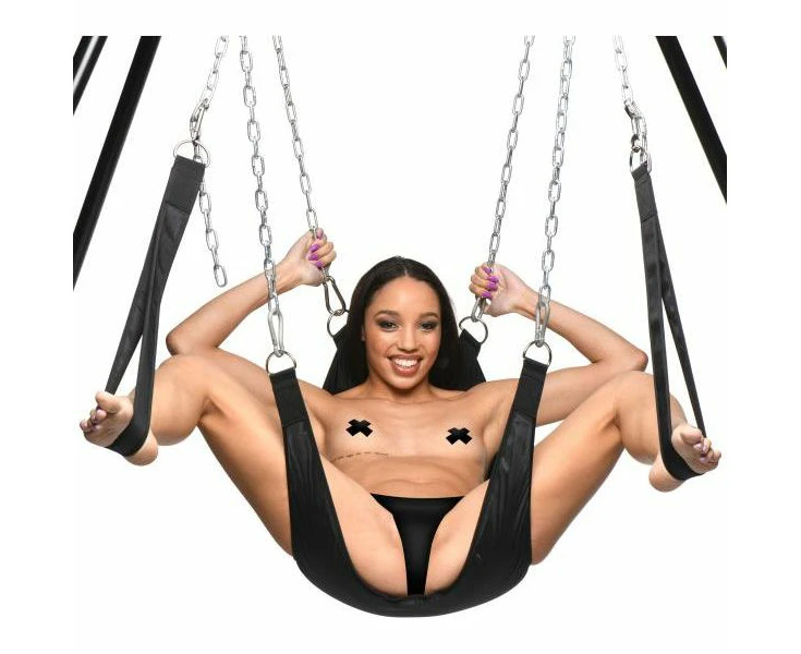 Introducing The Sensaswing™ 3000 Nylon Sex Sling Ultimate Pleasure For All Genders, Black & Silver