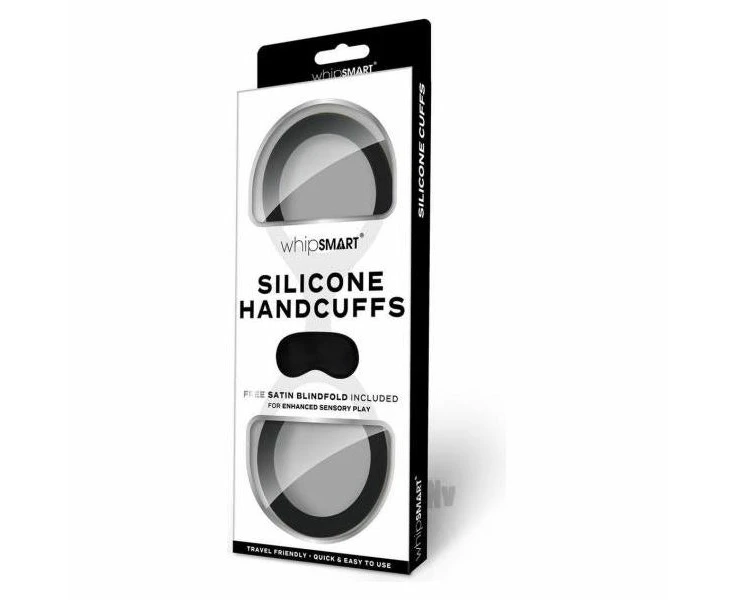 Introducing The Whipsmart Silicone Quickie Cuffs Eye Mask Sm: Unisex Bondage Restraints For Sensory Delight In Sleek Black