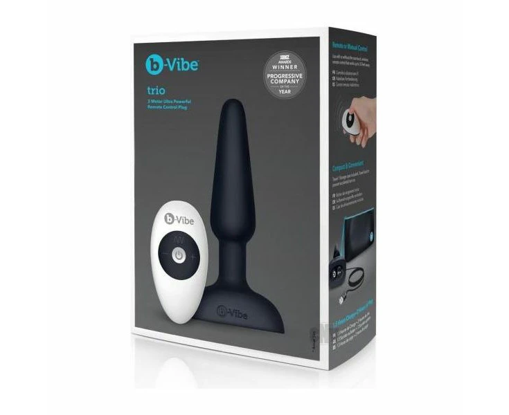 B Vibe Trio Plug Black: Premium Triple Motor Silicone Anal Plug For Couples, Model T3, Male And Female Pleasure, Black