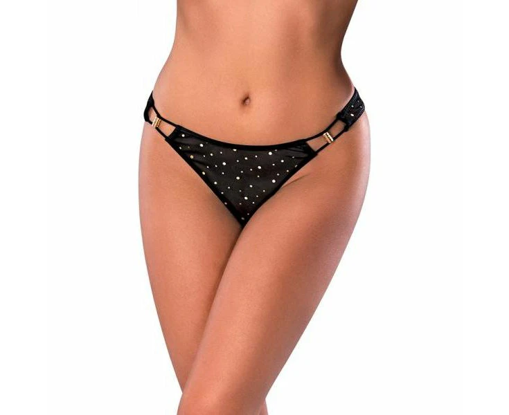 Magic Silk Exposed Glitz & Glam Tanga Black L/xl Seductive Sequined Mesh Panty For Women