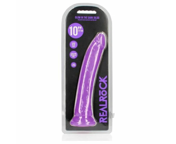 Realrock Slim Dildo 10 Gitd Purple Illuminating Pleasure For All Genders And Sensual Delights