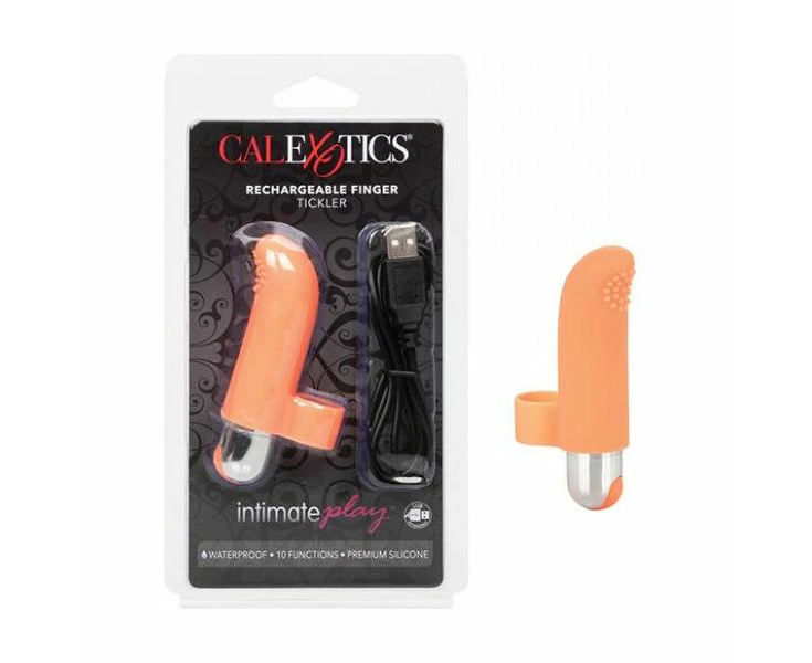 California Exotic Novelties Intimate Play Rechargeable Finger Tickler Vibrator Model Xt 5000 For Her Pleasure Waterproof 10 Vibrating Functions Pink