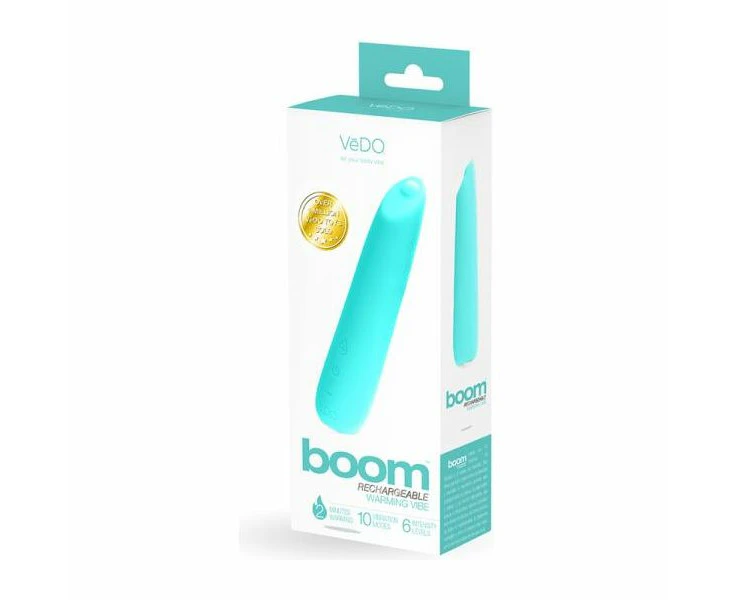 Vedo Boom Rechargeable Warming Silicone Slimline Vibrator Turquoise