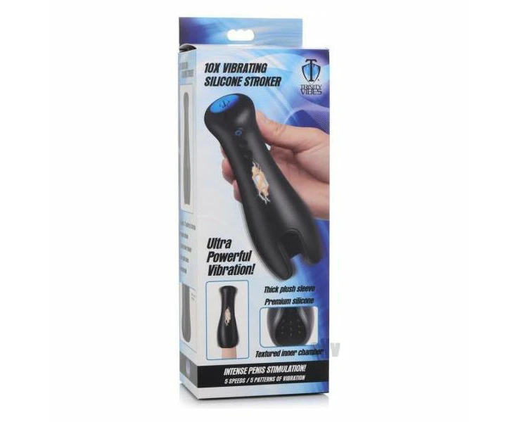 Introducing The Sensatec 10x Vibrating Silicone Stroker Model T4m: The Ultimate Pleasure Experience For Men In Black