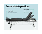 Zenses Massage Table 65cm Portable 3 Fold Aluminium Beauty Bed Black