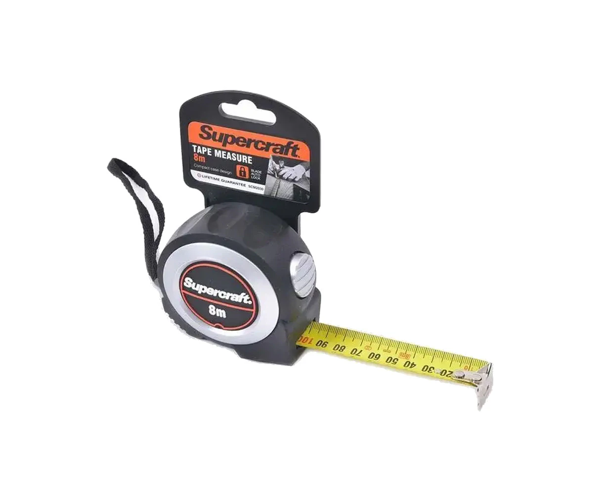 Supercraft Retractable Tape Measure 8m Self Locking Home DIY Construction Tool