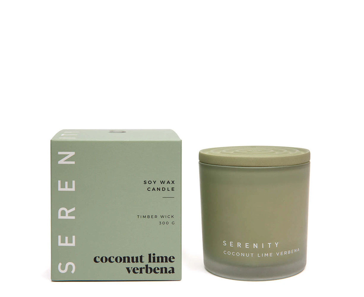 Serenity Coloured Core 300g Wax Scented Candle Fragrance Coconut Lime Verbena