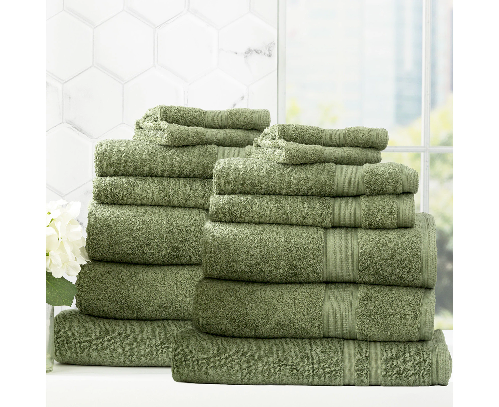 Renee Taylor Stella 14 Piece Towel Pack - Jade