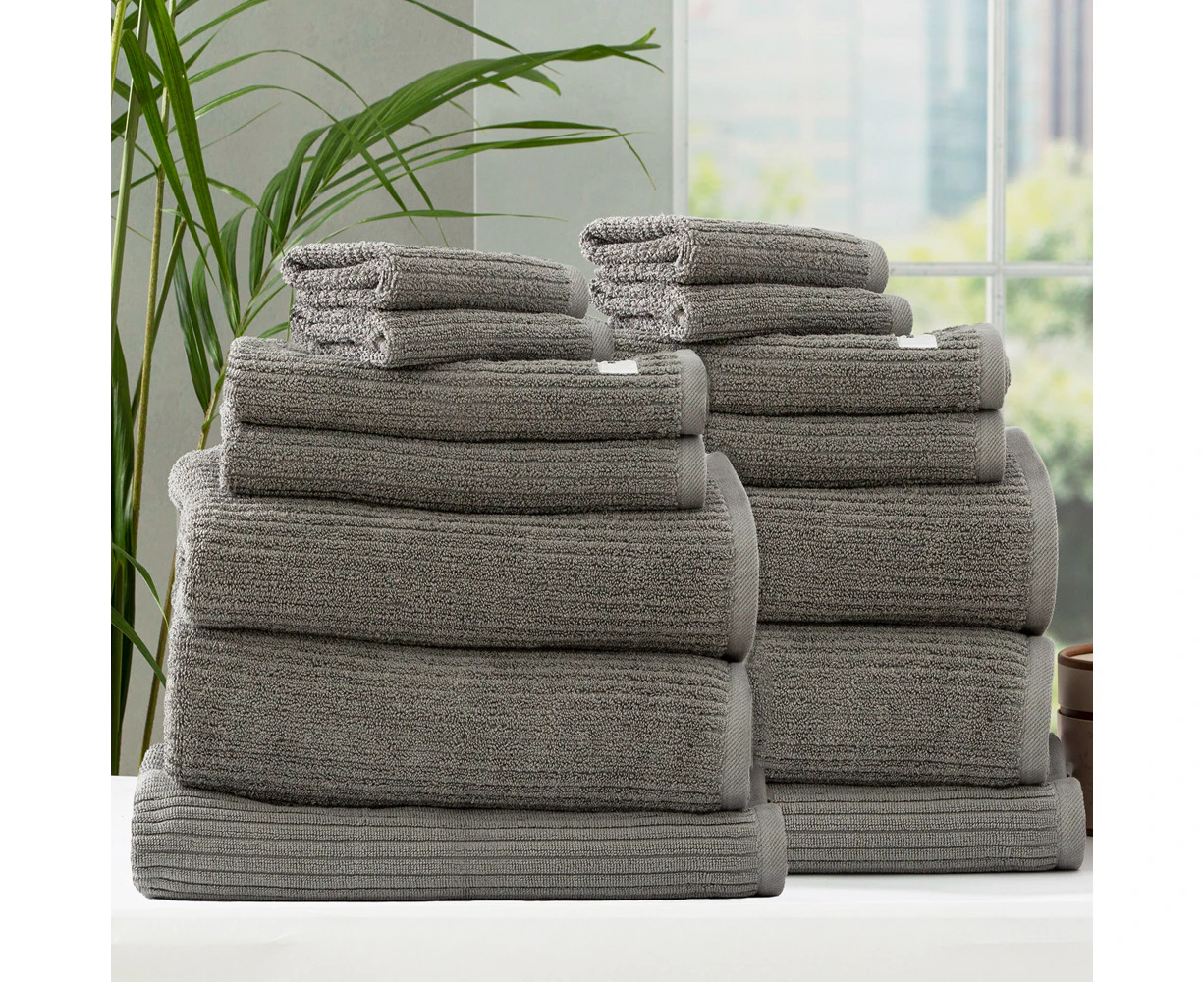 Renee Taylor Cobblestone 14 Piece Towel Pack - Platinum