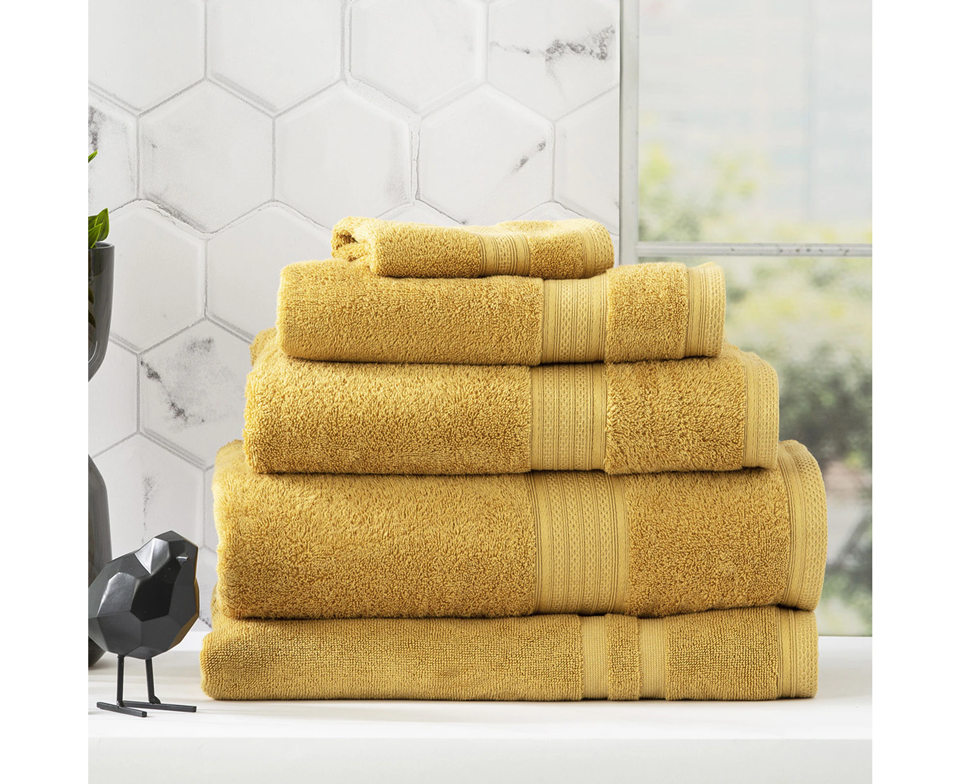 Renee Taylor Stella 5 Piece Towel Pack - Mustard