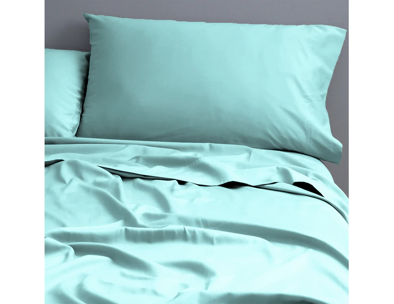 Park Avenue 500TC Queen Bed Natural Cotton Fitted Sheet/Pillowcases Turquoise