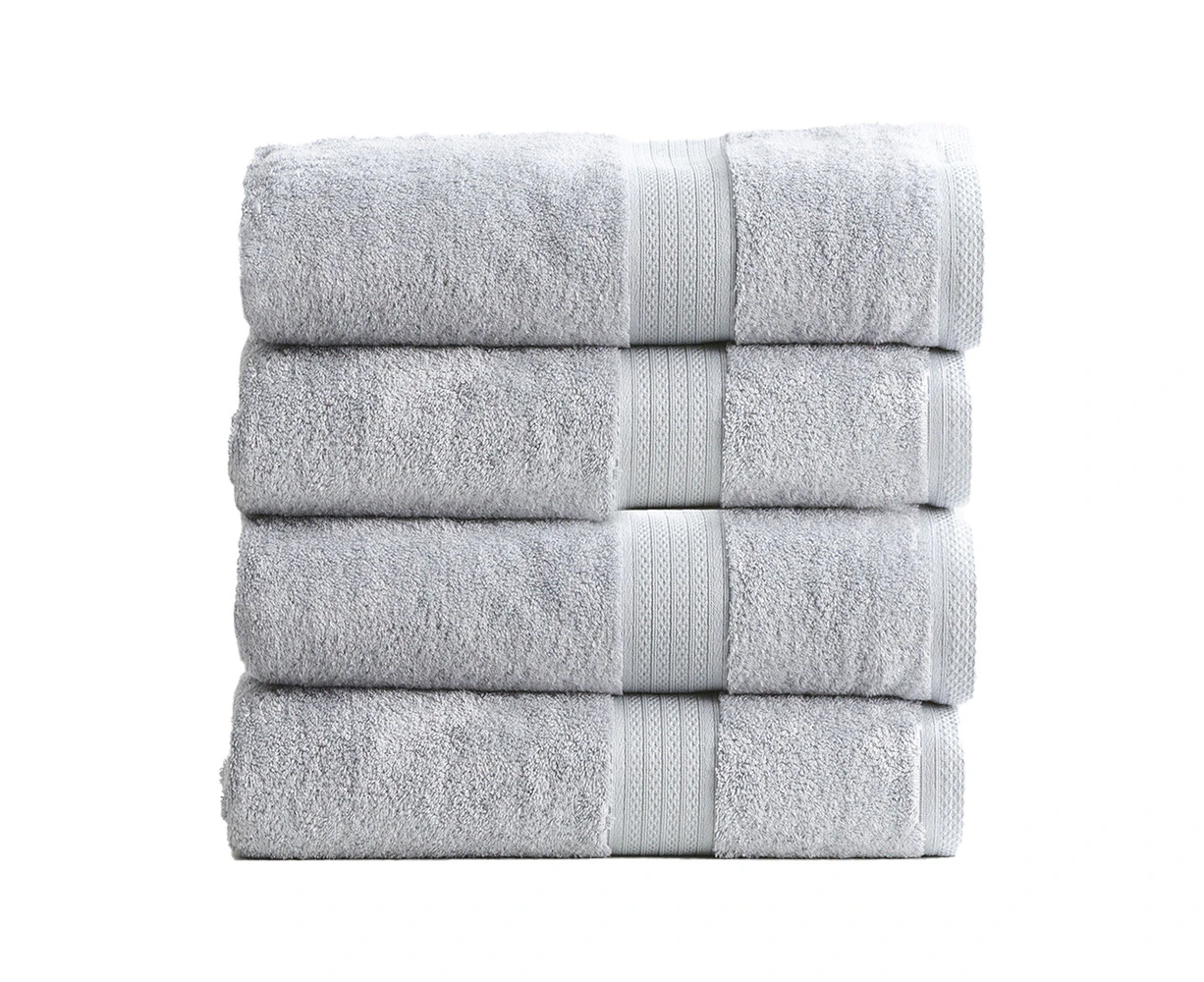 4pc Renee Taylor Stella 650GSM Super Soft Bamboo Cotton Bath Towel Set Silver