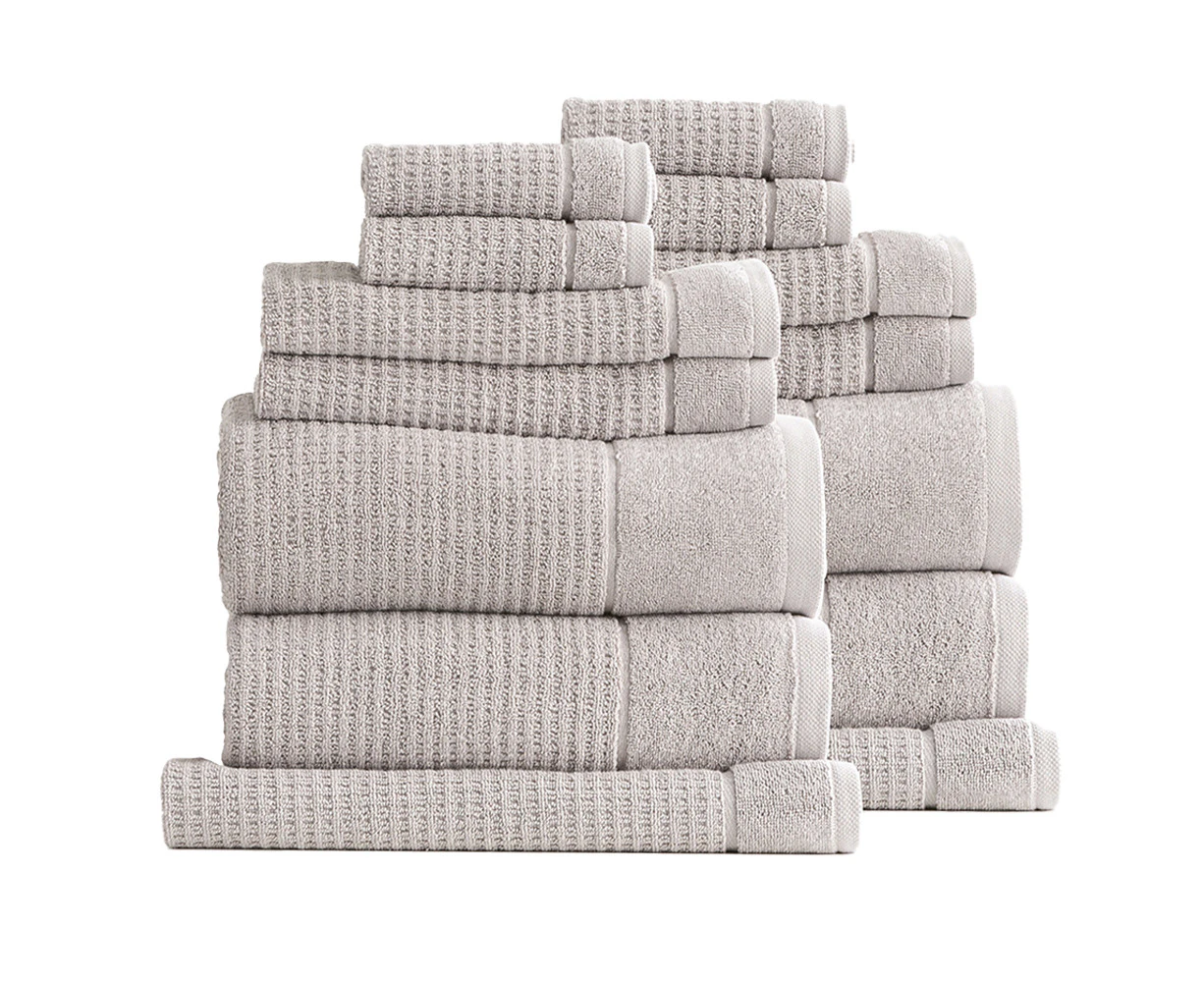 Renee Taylor Cambridge Textured 14 Piece Towel Pack - Pumice Stone