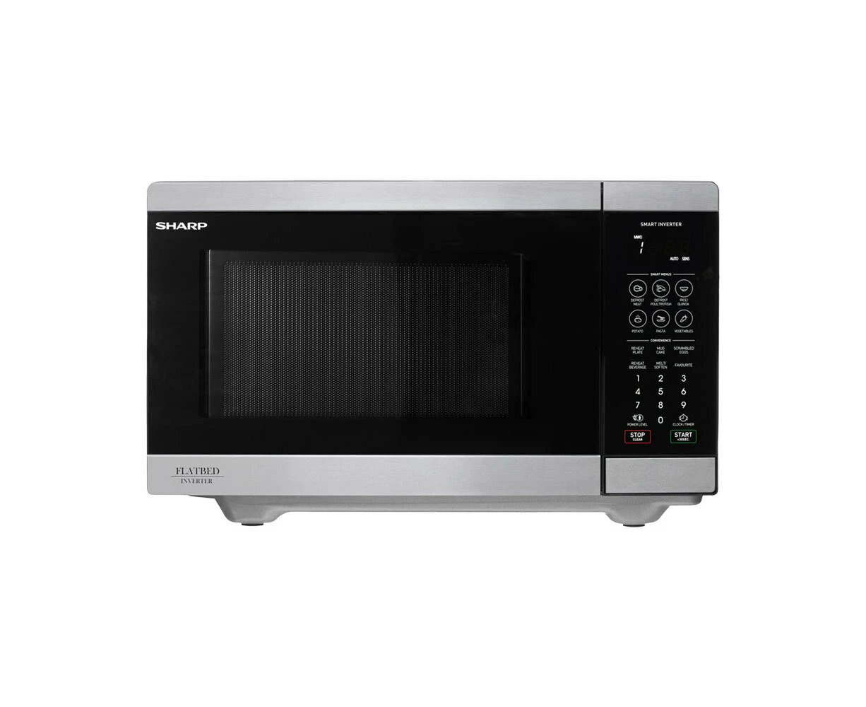 Sharp 26L Electric 900W Flatbed Inverter Kitchen Microwave Oven Stainless Steel