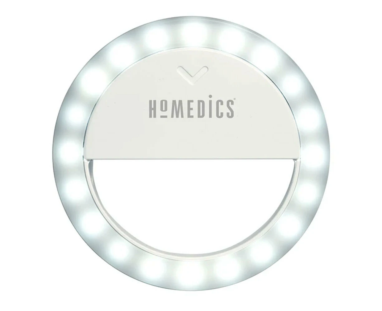 Homedics Universal Clip Radiance Beauty Selfie Ring Light for Smartphones White