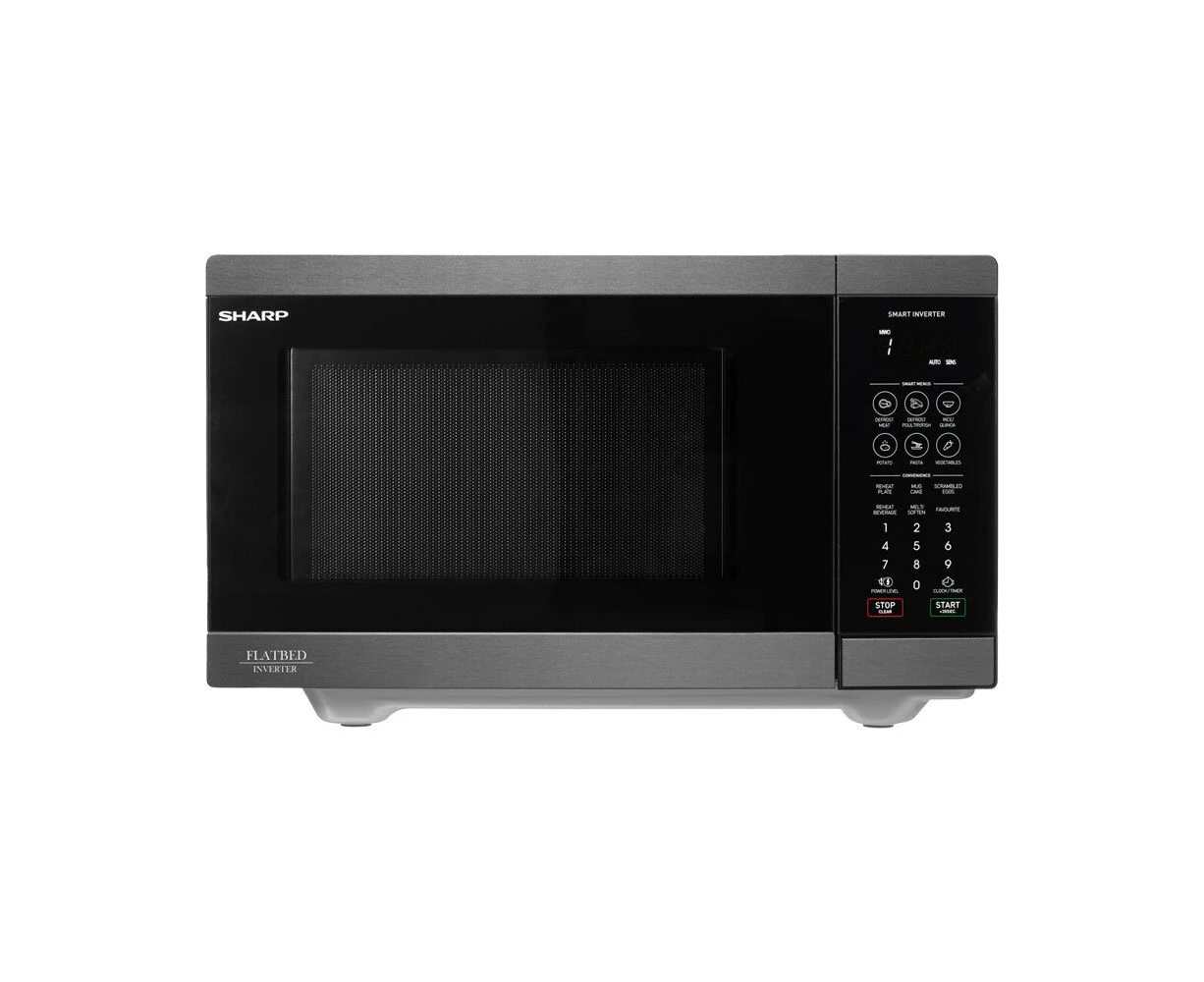 Sharp 26L Electric 900W Flatbed Inverter Kichen Microwave Black Stainless Steel