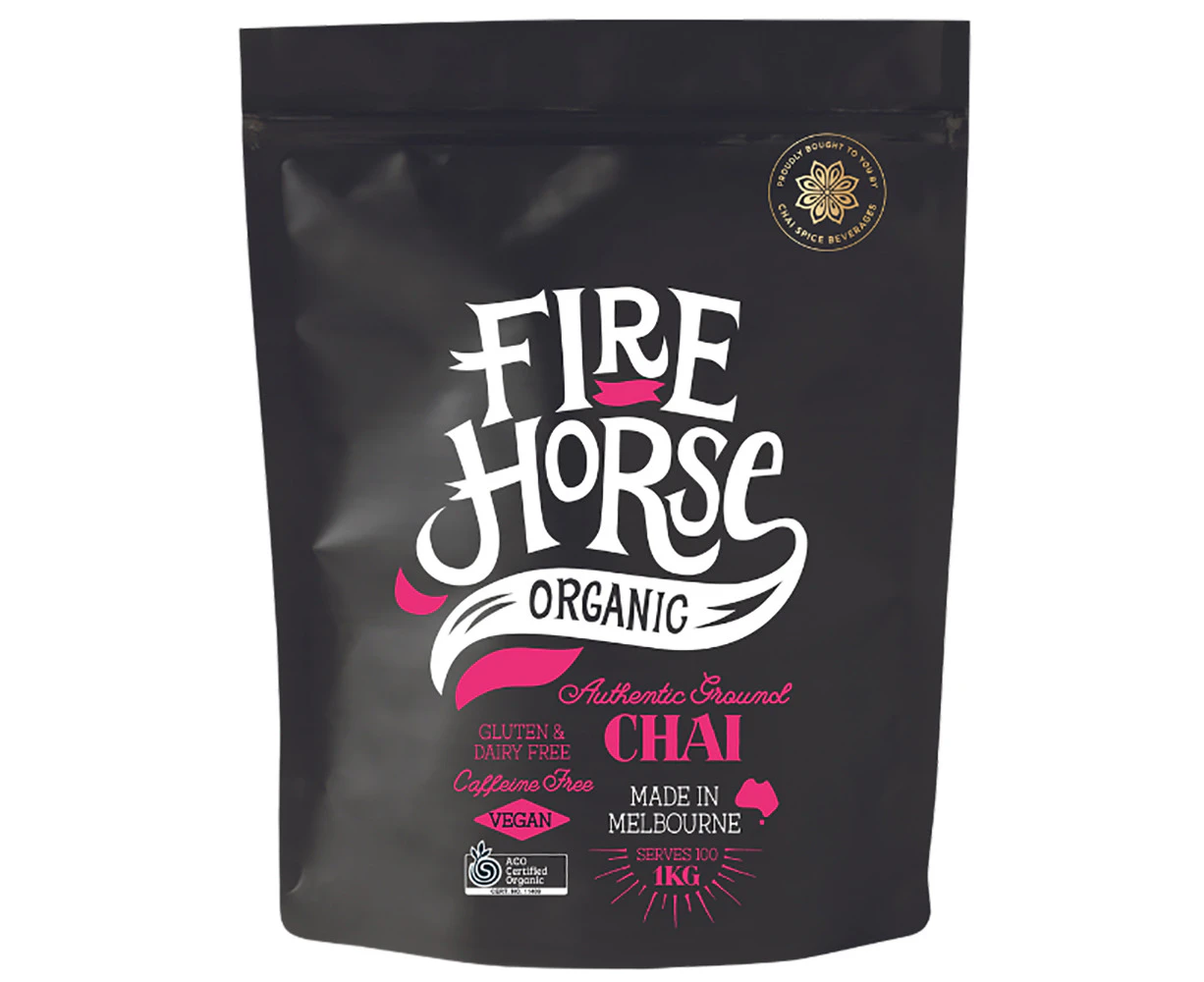 Fire Horse Organic Chai Drinking Mix Hot/Cold Drink Blend Tea Ground 1kg Bag