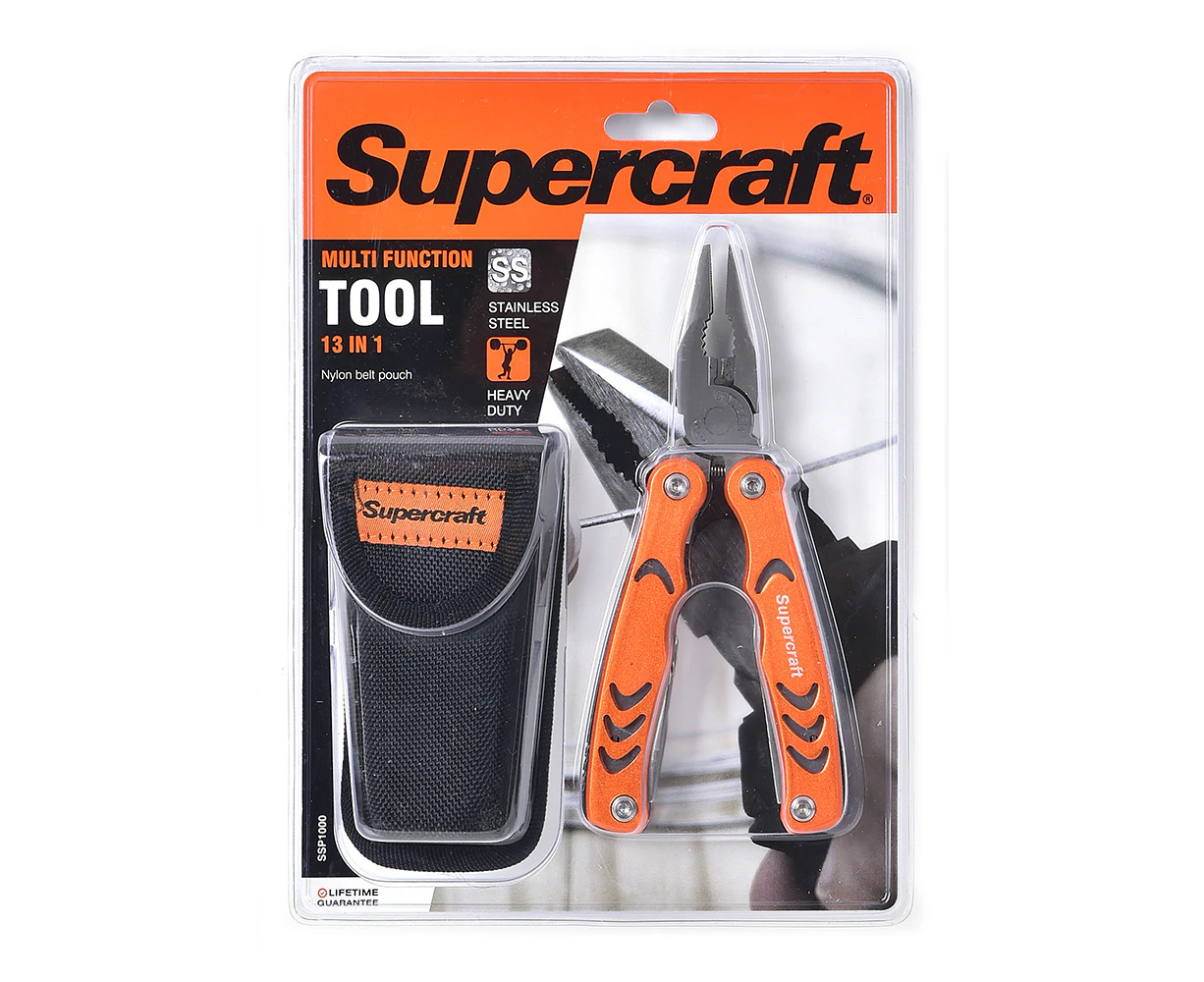 Supercraft 13 In 1 Stainless Steel Portable Multitool Pliers Anodised Tool Set