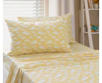 Jelly Bean Kids Clouds Double Bed Sheet Set Bedding Cover w/2x Pillowcase Yellow