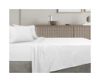 Algodon Queen Bed Fitted/Flat Sheet Set w/ Pillowcases 300TC Cotton White