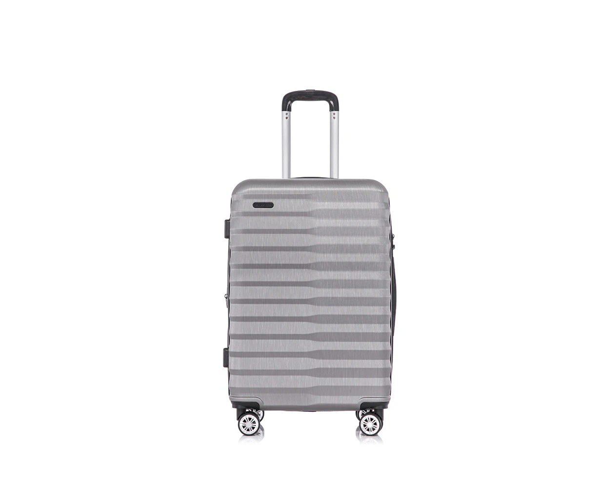 SwissTech Odyssey 76L/66cm Checked Suitcase Luggage Travel Trolley Silver Grey