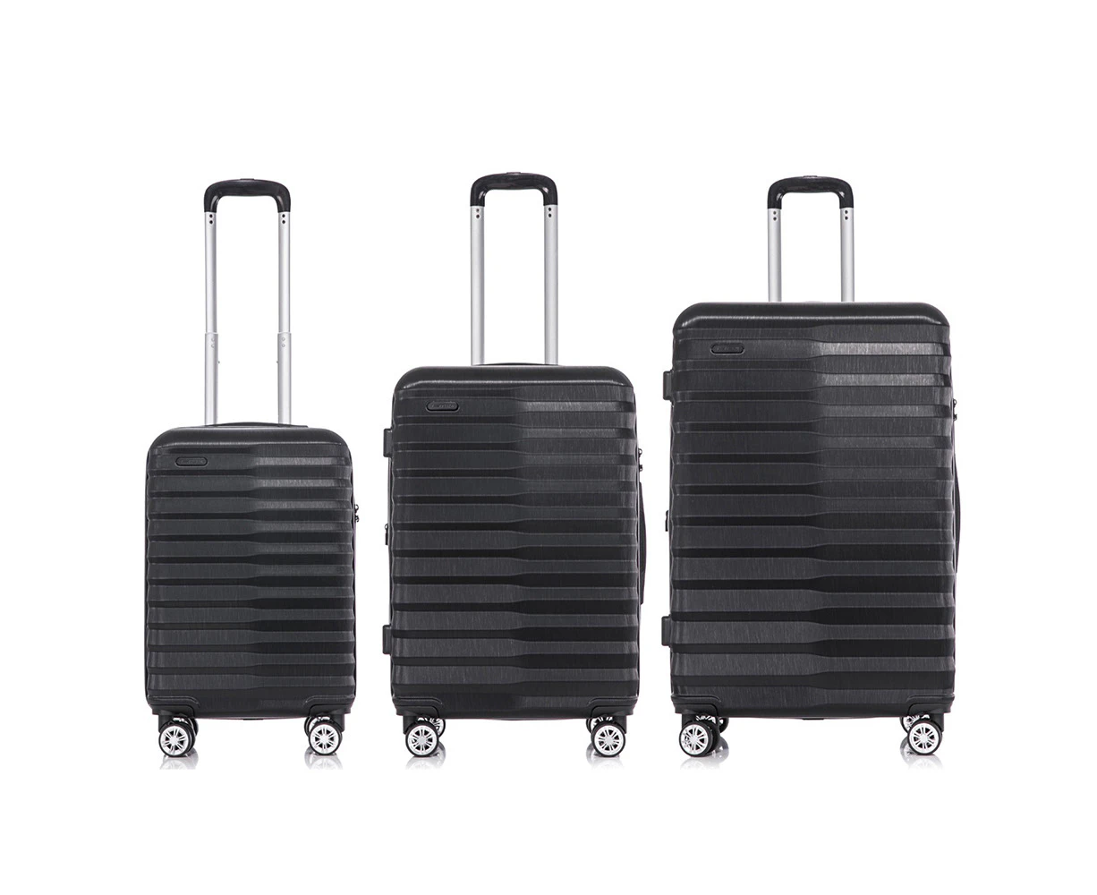 3pc SwissTech Odyssey 43L/76L/114L Carry/Checked Set Suitcase Luggage Bag Black